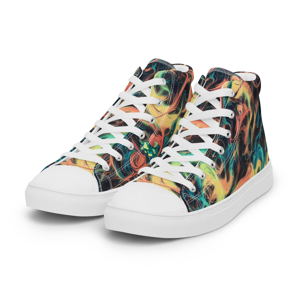 Afterglow Vortex on Women's High Top Canvas Shoes — Left Front