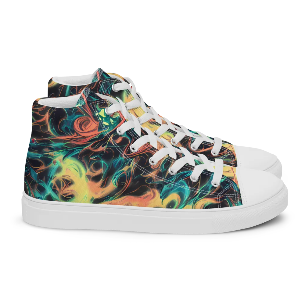 Afterglow Vortex on Women's High Top Canvas Shoes — Right