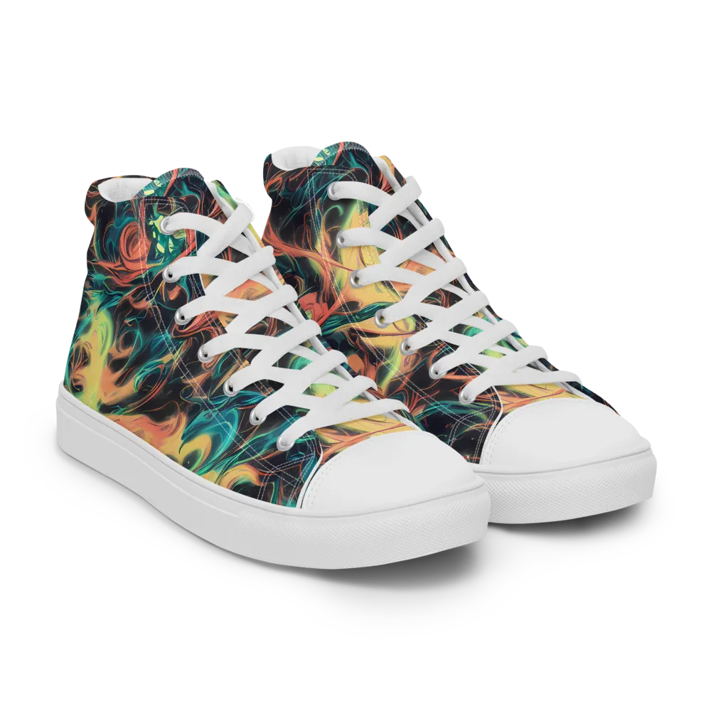 Afterglow Vortex on Women's High Top Canvas Shoes — Right Front