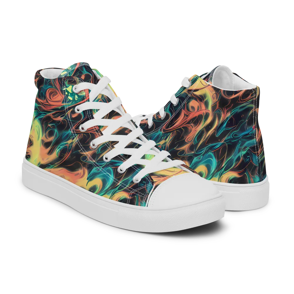 Afterglow Vortex on Women's High Top Canvas Shoes — Right