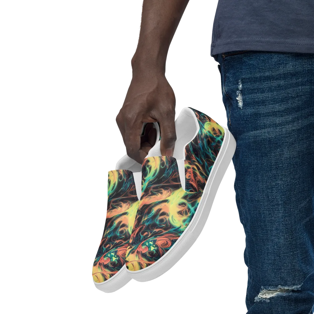 Afterglow Vortex on Men's Slip-On Canvas Shoes — Left Front