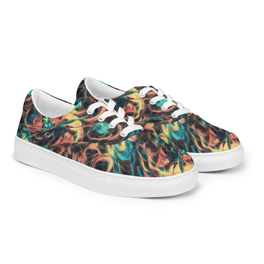 Afterglow Vortex on Men's Lace-Up Canvas Shoes — Right Front