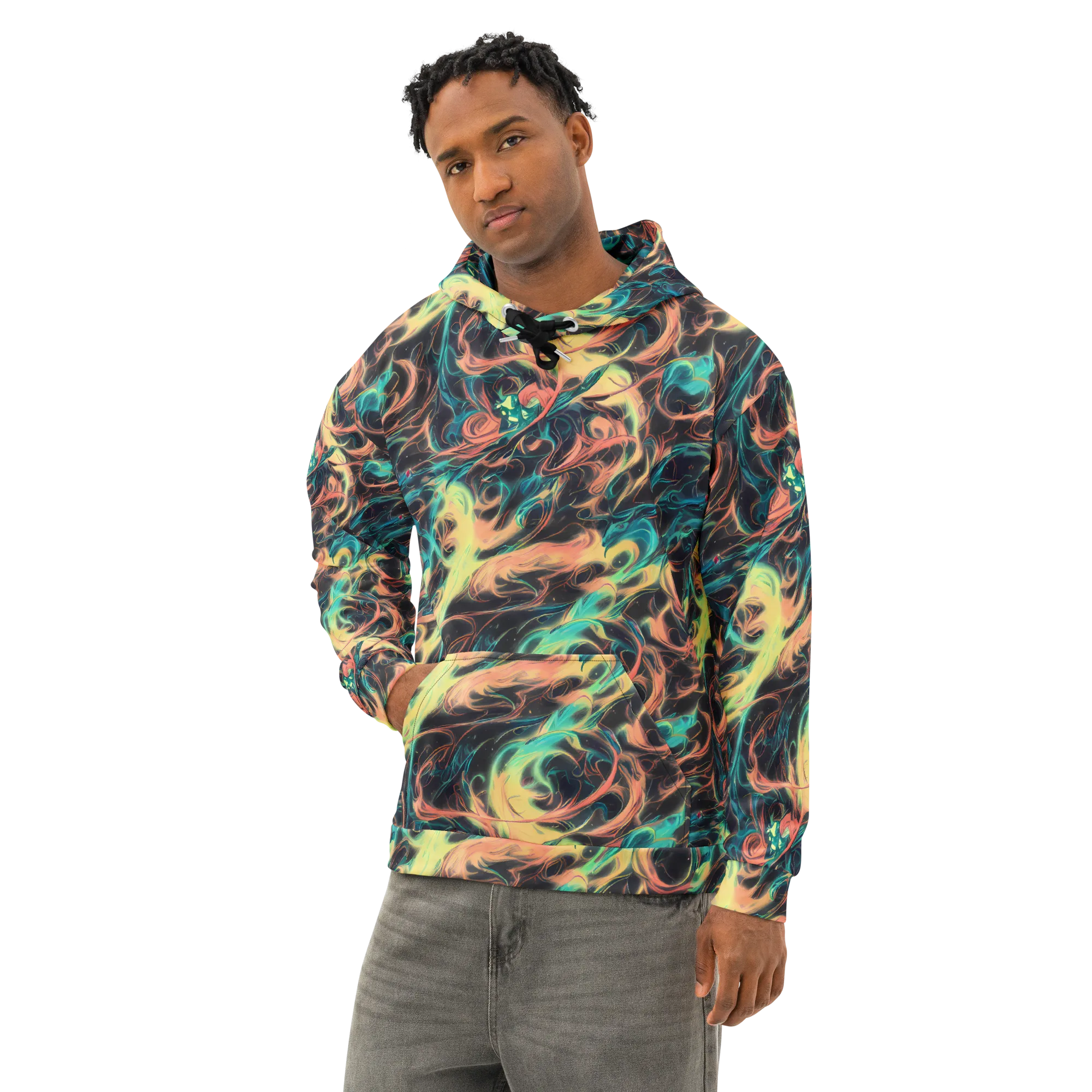 Afterglow Vortex on Cotton Hoodie — Left Front
