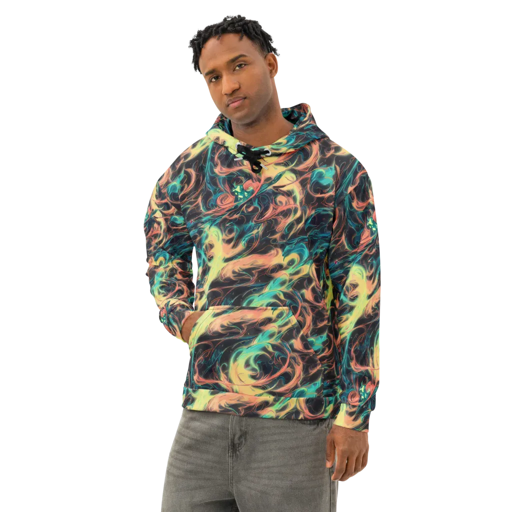 Afterglow Vortex on Cotton Hoodie — Left Front
