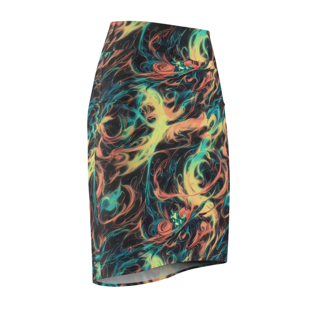 Afterglow Vortex on Pencil Skirt — Front Side