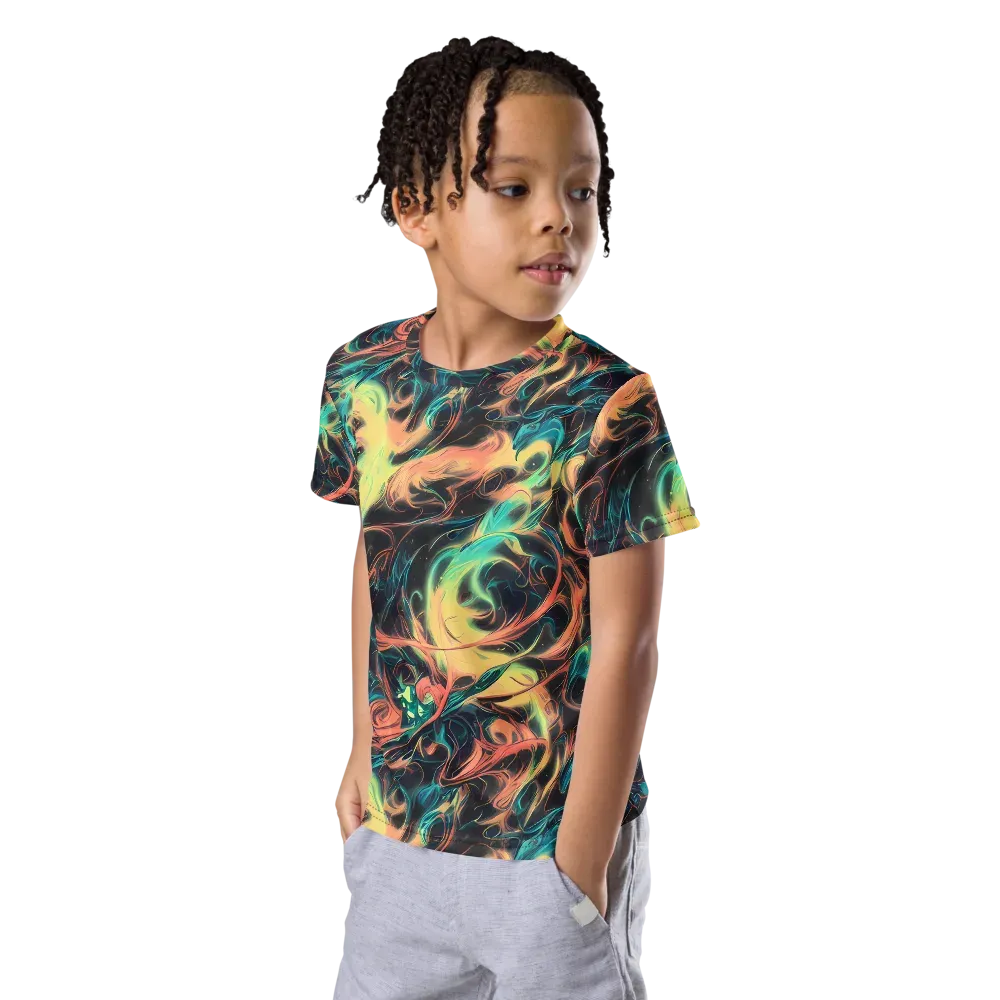 Afterglow Vortex on Kids Crew Neck T-Shirt — Left Front