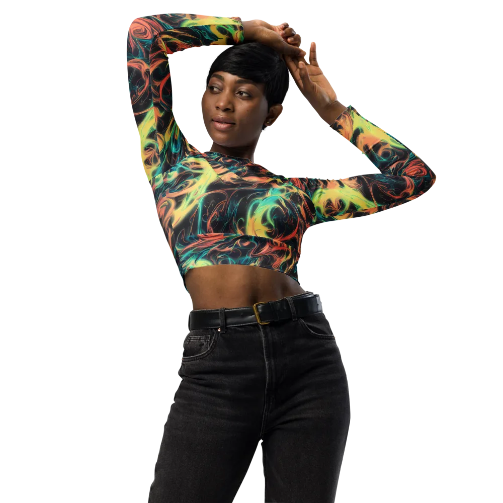Afterglow Vortex on Long Sleeve Crop Top — Front