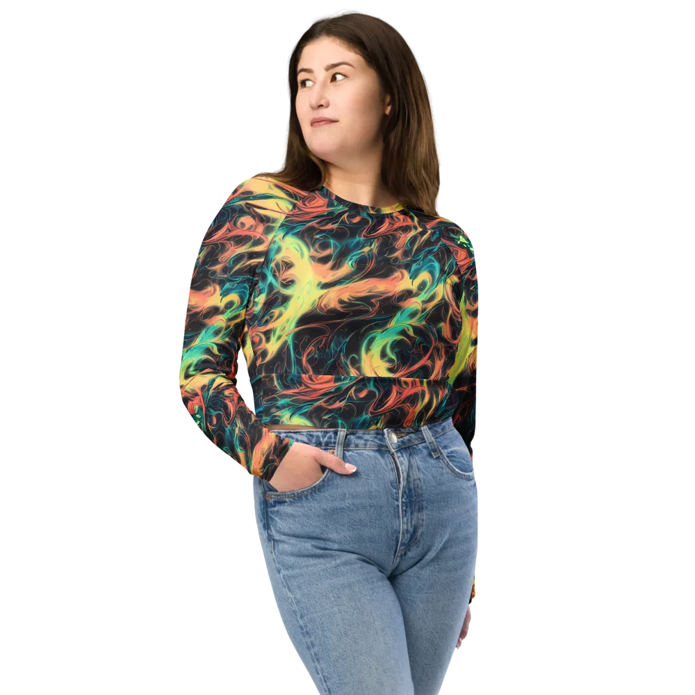 Afterglow Vortex on Long Sleeve Crop Top — Front
