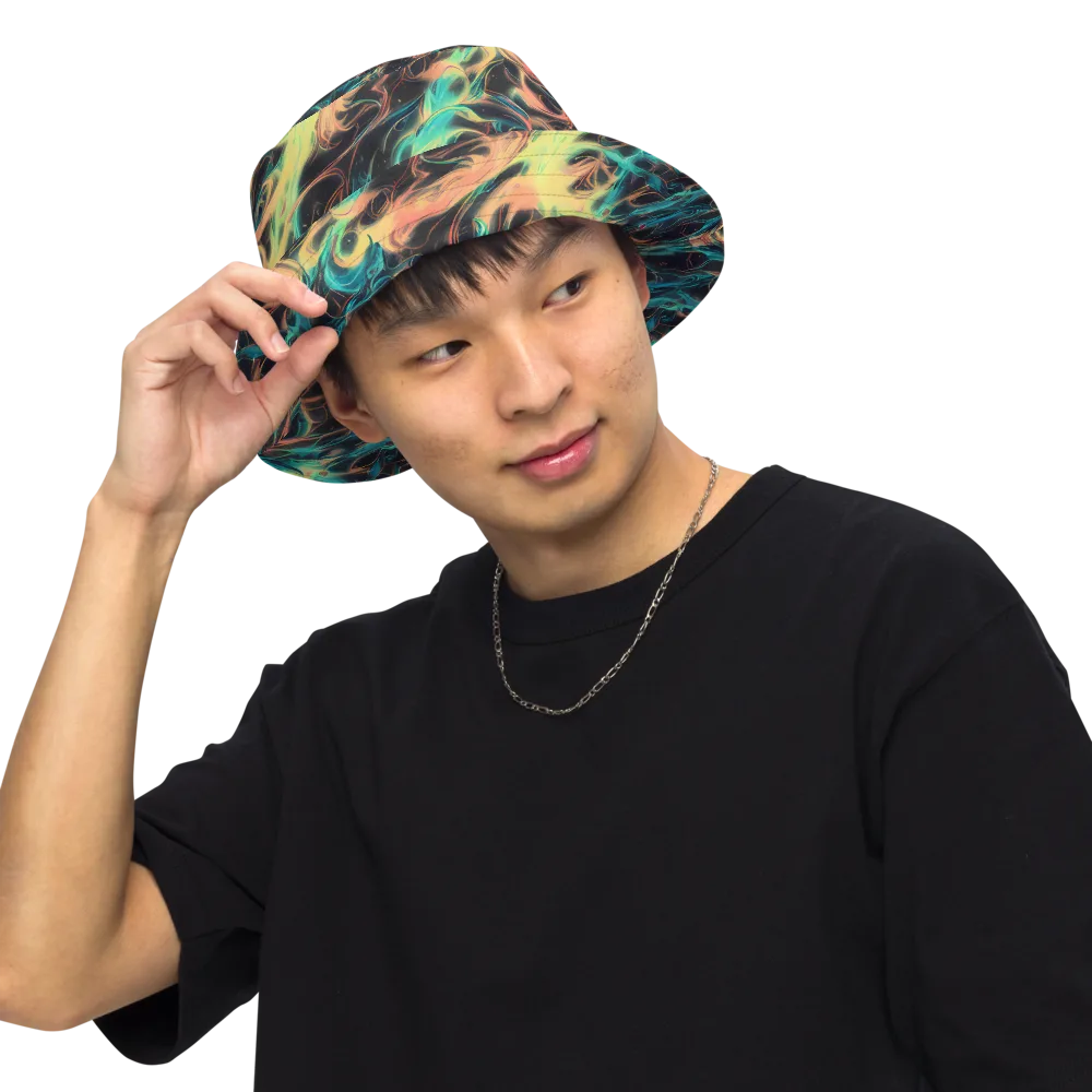 Afterglow Vortex on Reversible Bucket Hat — Front Inside