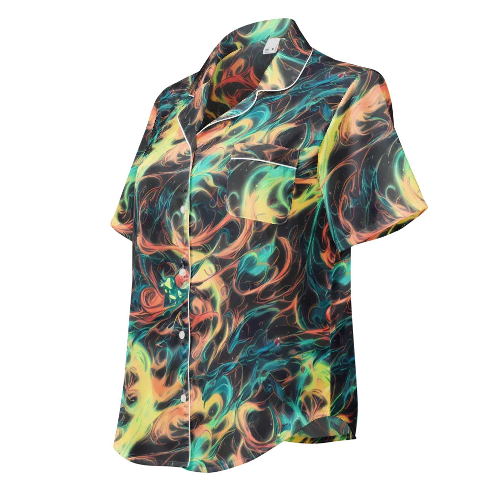 Afterglow Vortex on Women's Short Sleeve Pajama Top — Left Front