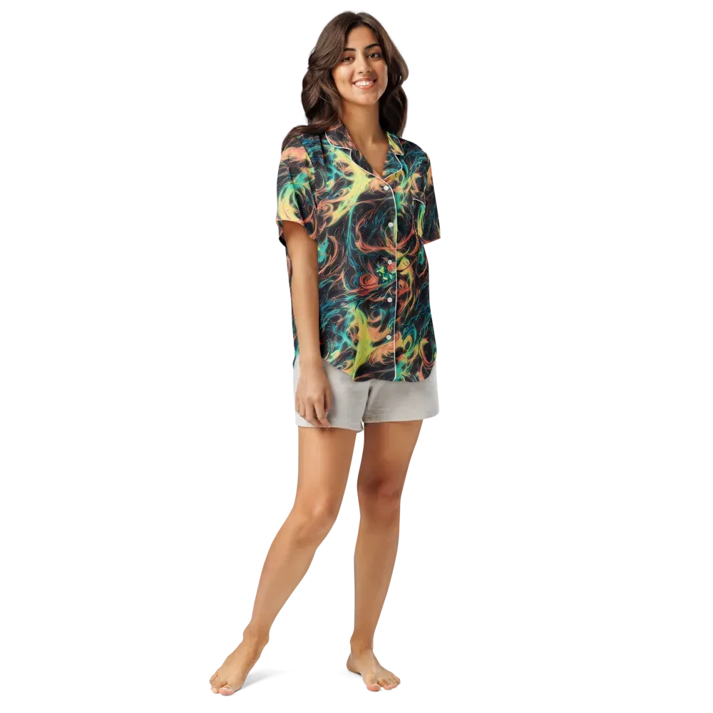 Afterglow Vortex on Women's Short Sleeve Pajama Top — Front
