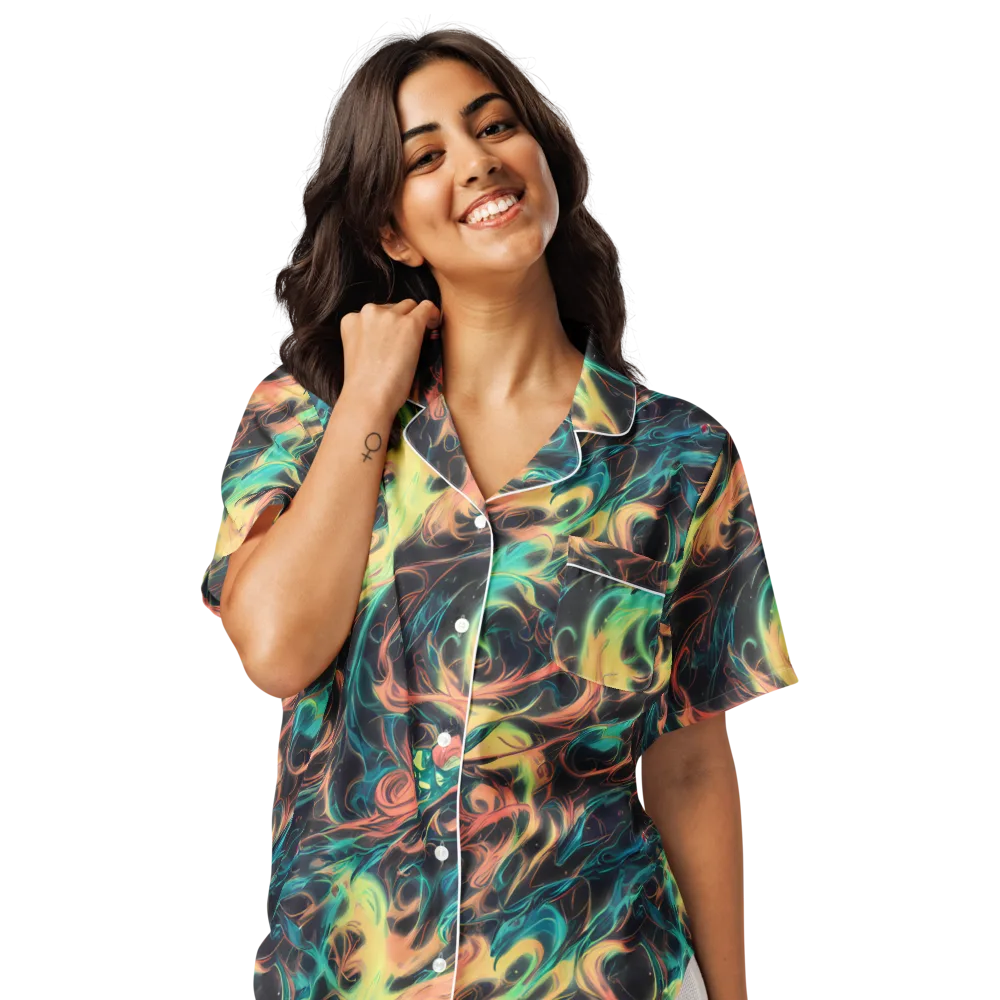 Afterglow Vortex on Women's Short Sleeve Pajama Top — Front