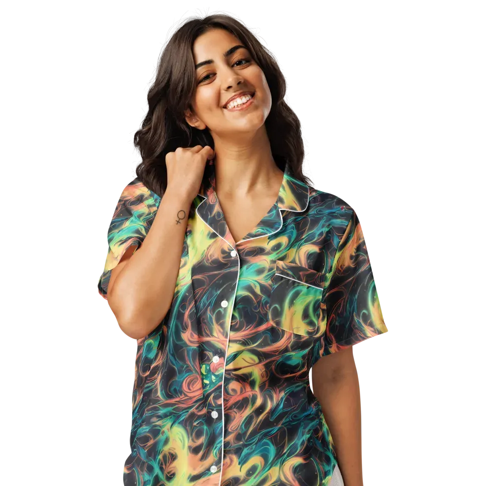 Afterglow Vortex on Women's Short Sleeve Pajama Top — Front