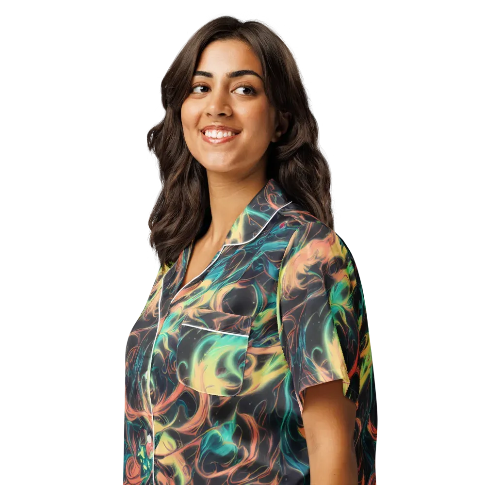 Afterglow Vortex on Women's Short Sleeve Pajama Top — Left Front