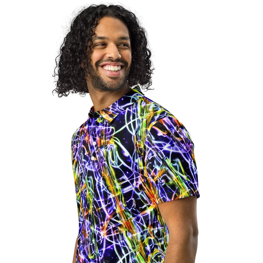 Luminous Shatter on Men's Slim Fit Polo Shirt — Left Front