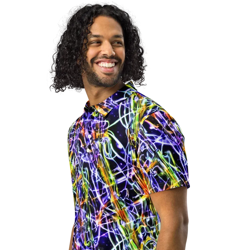 Luminous Shatter on Men's Slim Fit Polo Shirt — Left Front