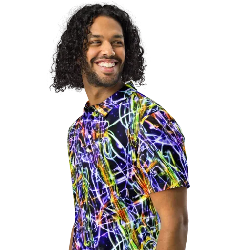 Luminous Shatter on a Men's Slim Fit Polo Shirt
