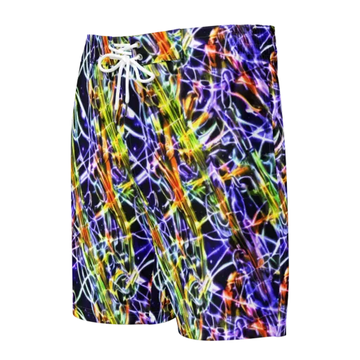 Luminous Shatter on a Men's Board Shorts