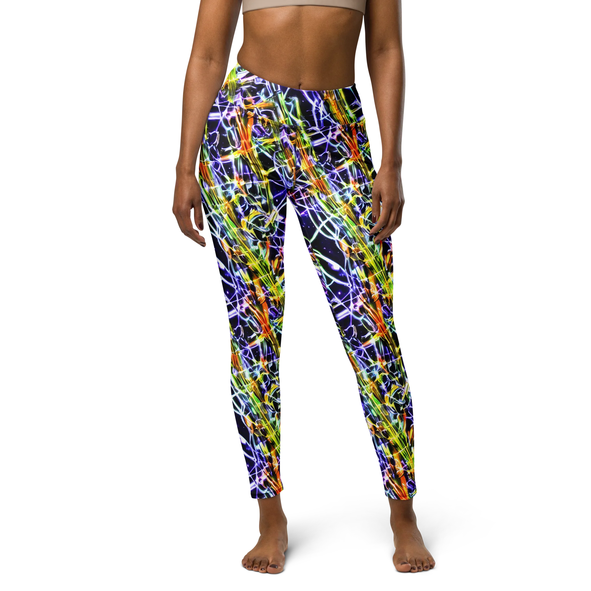 Luminous Shatter on Yoga Leggings — Front