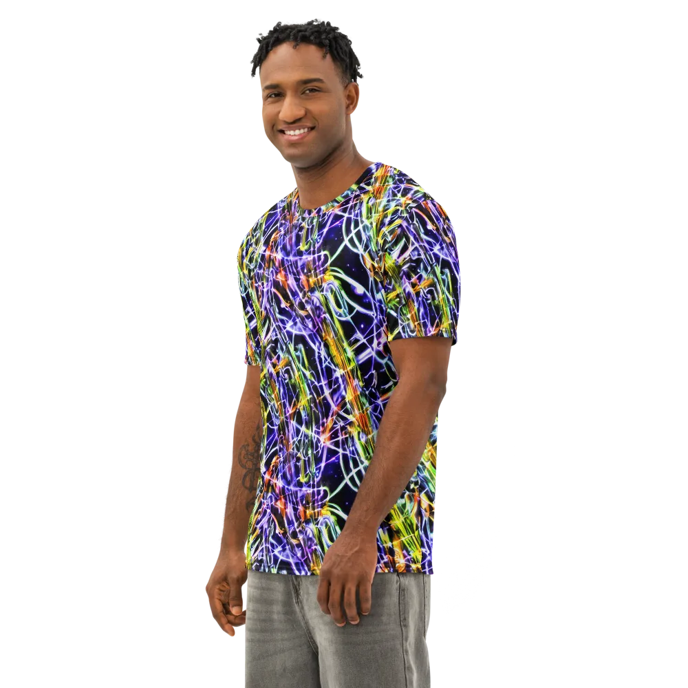 Luminous Shatter on Men's Cotton Crew Neck T-Shirt — Left Front