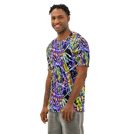 Luminous Shatter on a Men's Cotton Crew Neck T-Shirt