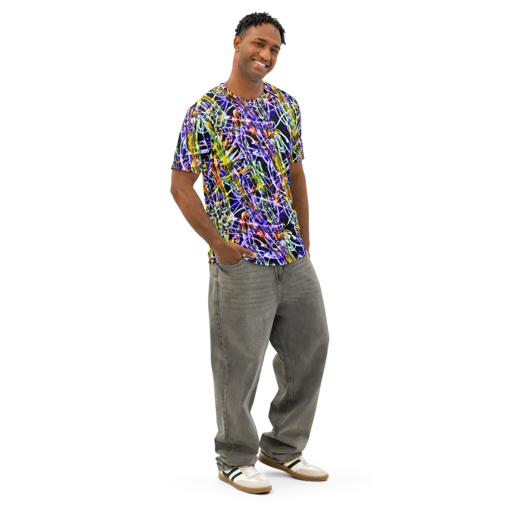 Luminous Shatter on Men's Cotton Crew Neck T-Shirt — Right Front