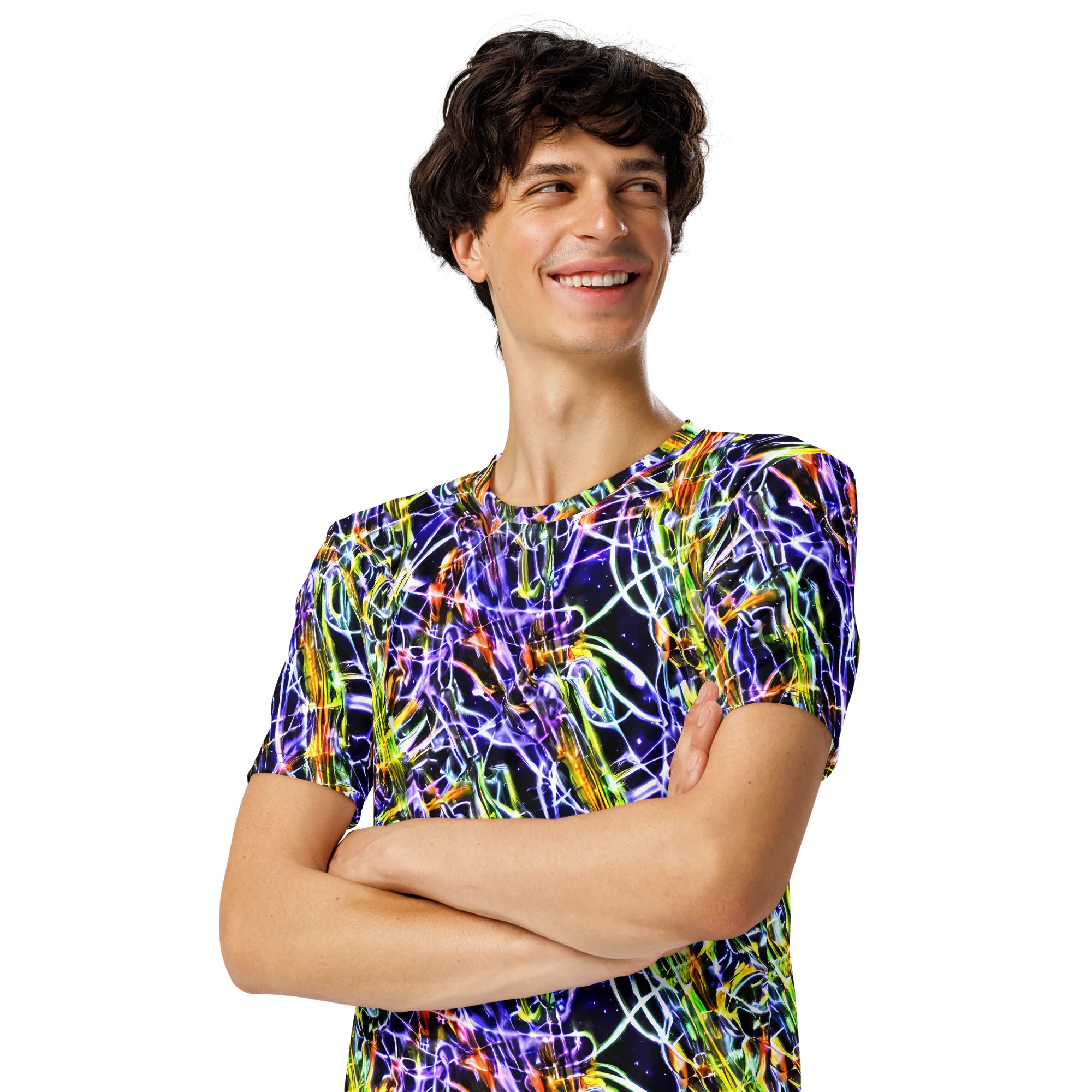 Luminous Shatter on Men's Crew Neck T-Shirt — Left Front