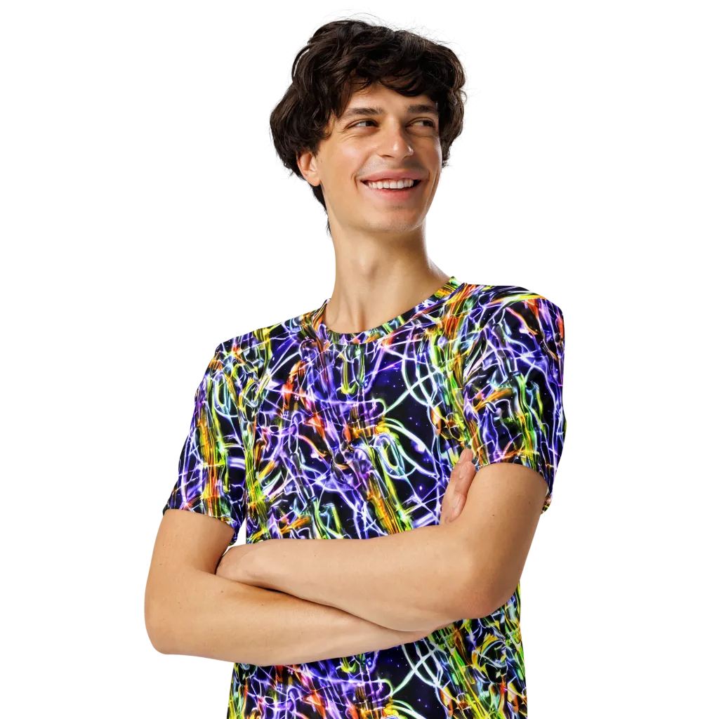 Luminous Shatter on Men's Crew Neck T-Shirt — Left Front