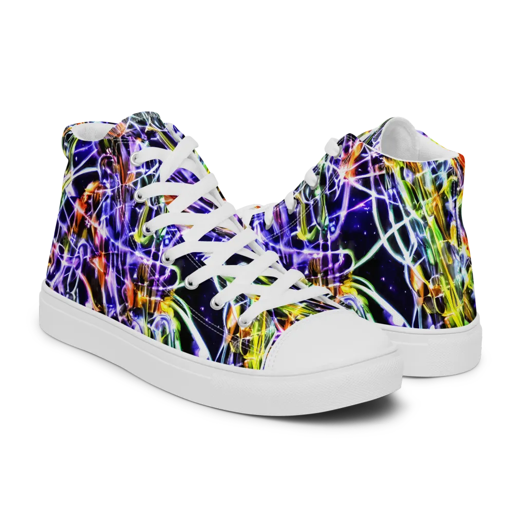 Luminous Shatter on Men's High Top Canvas Shoes — Right