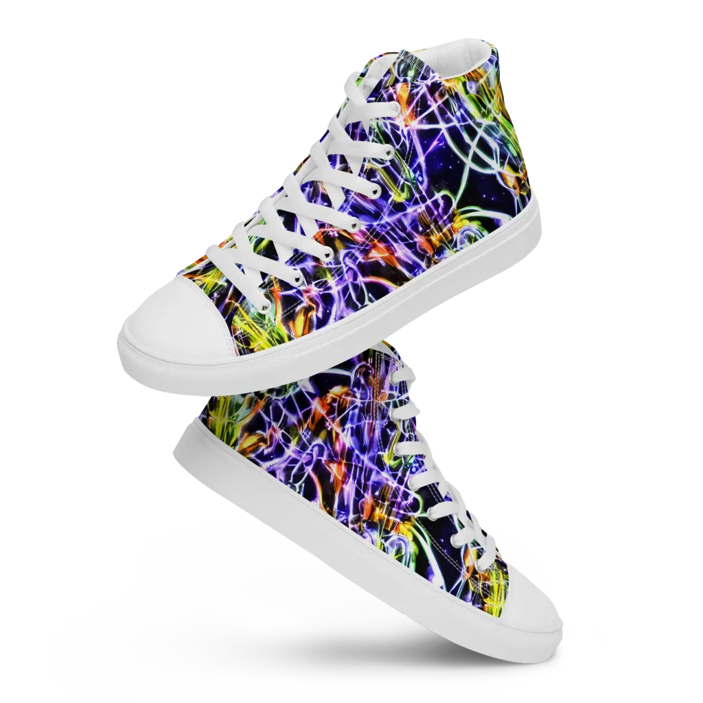 Luminous Shatter on Men's High Top Canvas Shoes — Front