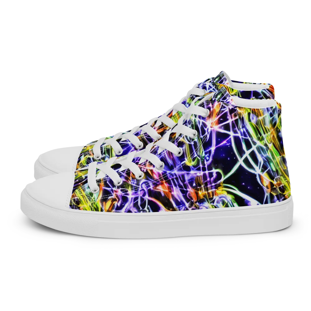 Luminous Shatter on Women's High Top Canvas Shoes — Left