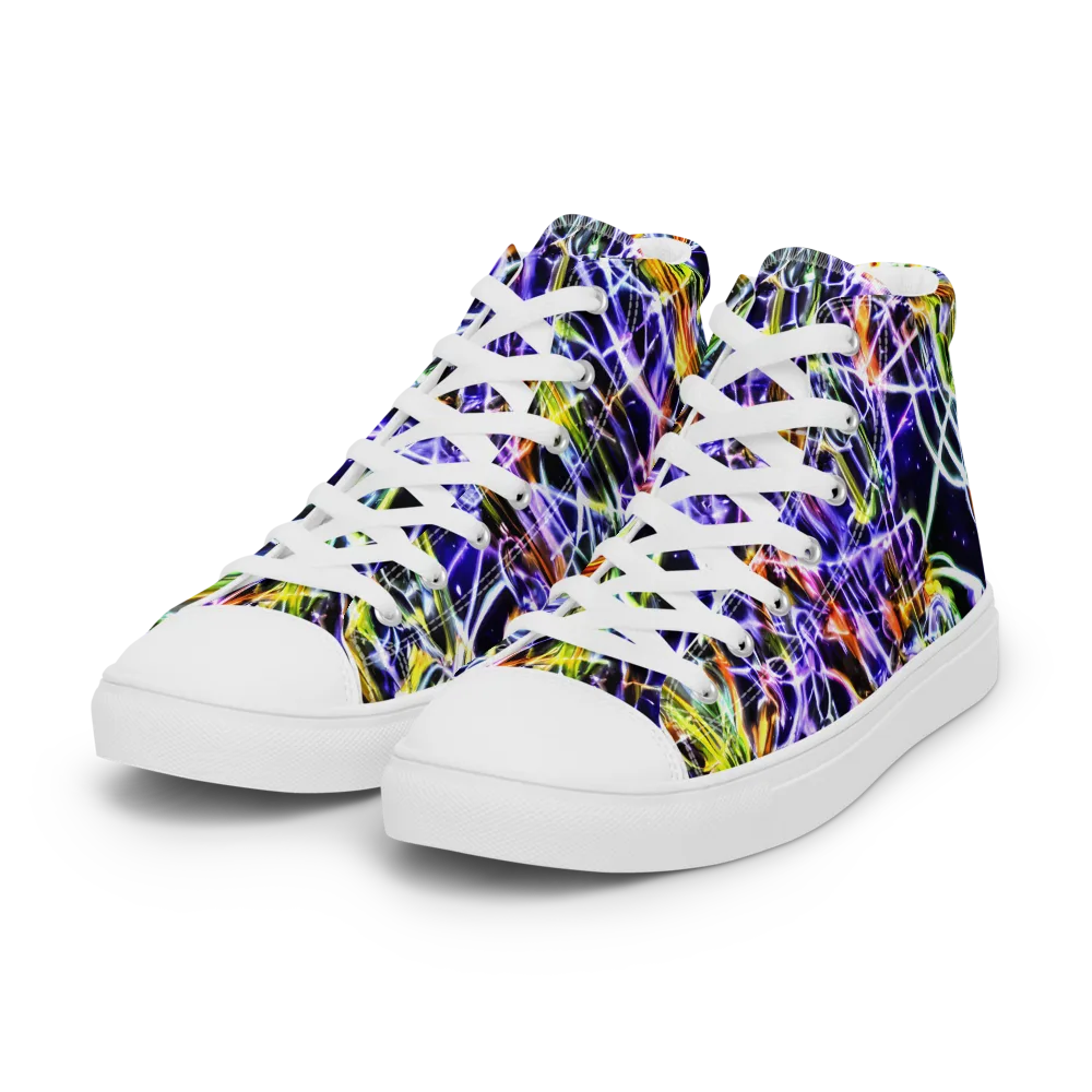 Luminous Shatter on Women's High Top Canvas Shoes — Left Front