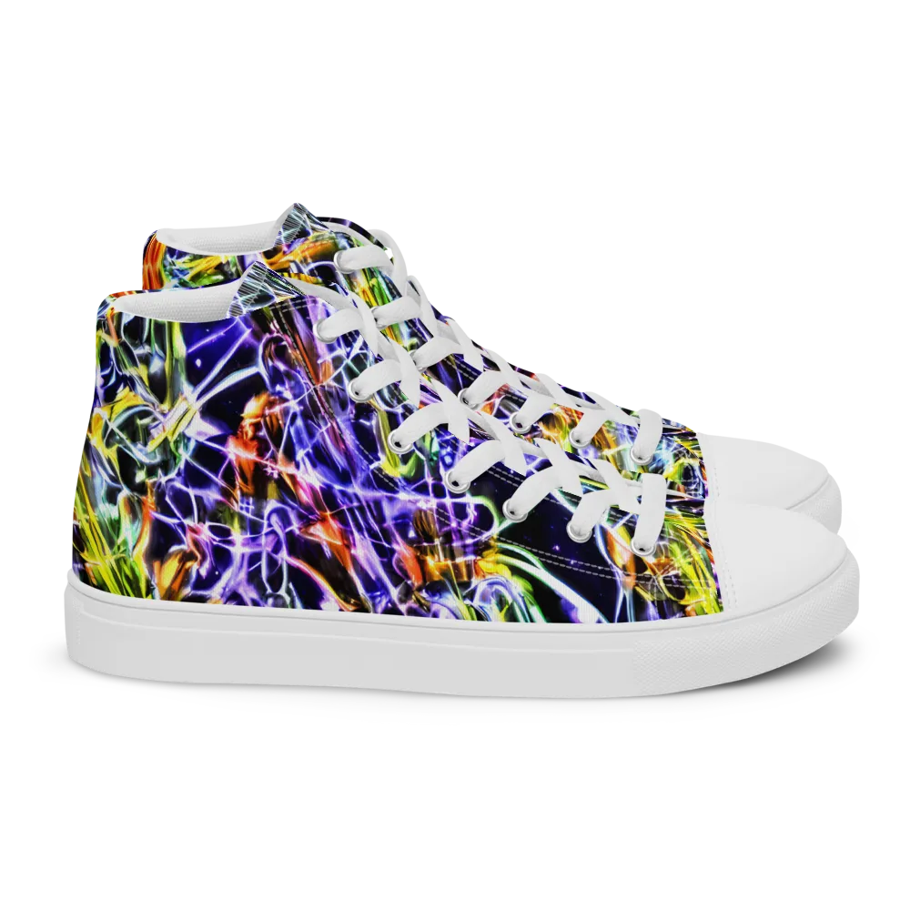 Luminous Shatter on Women's High Top Canvas Shoes — Right