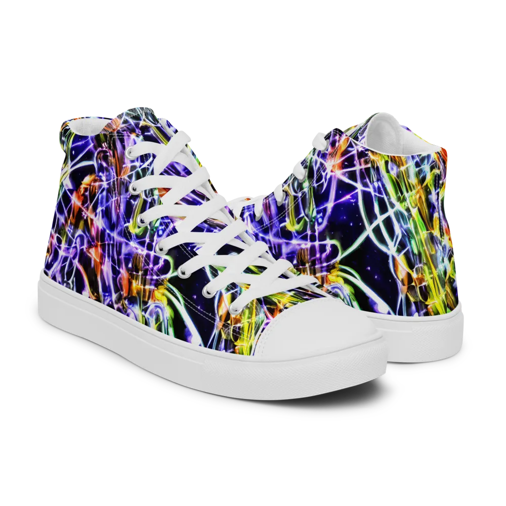 Luminous Shatter on Women's High Top Canvas Shoes — Right