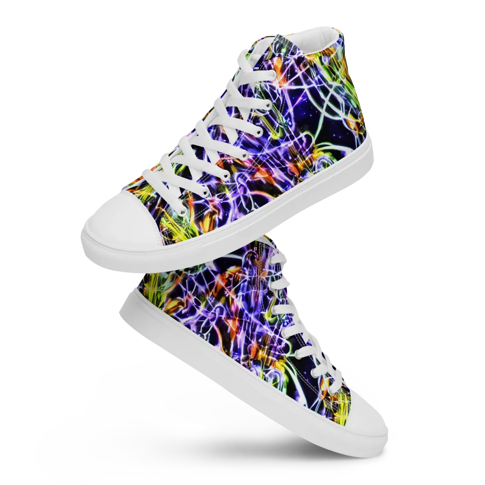 Luminous Shatter on Women's High Top Canvas Shoes — Front