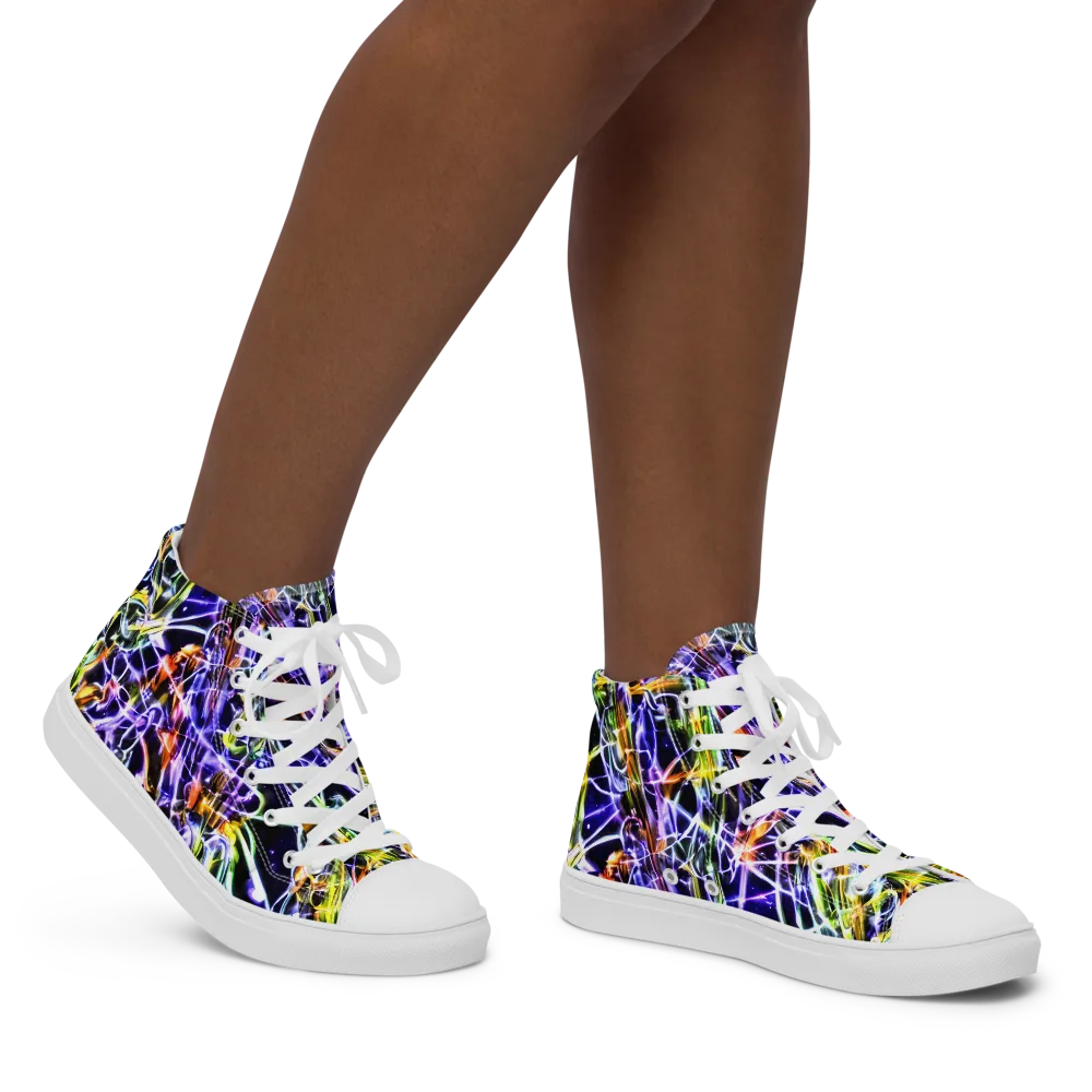 Luminous Shatter on Women's High Top Canvas Shoes — Right