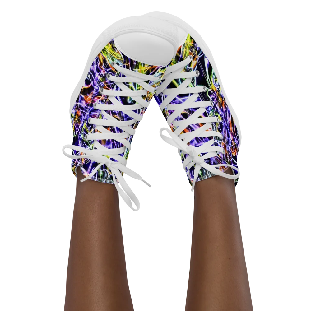 Luminous Shatter on Women's High Top Canvas Shoes — Front