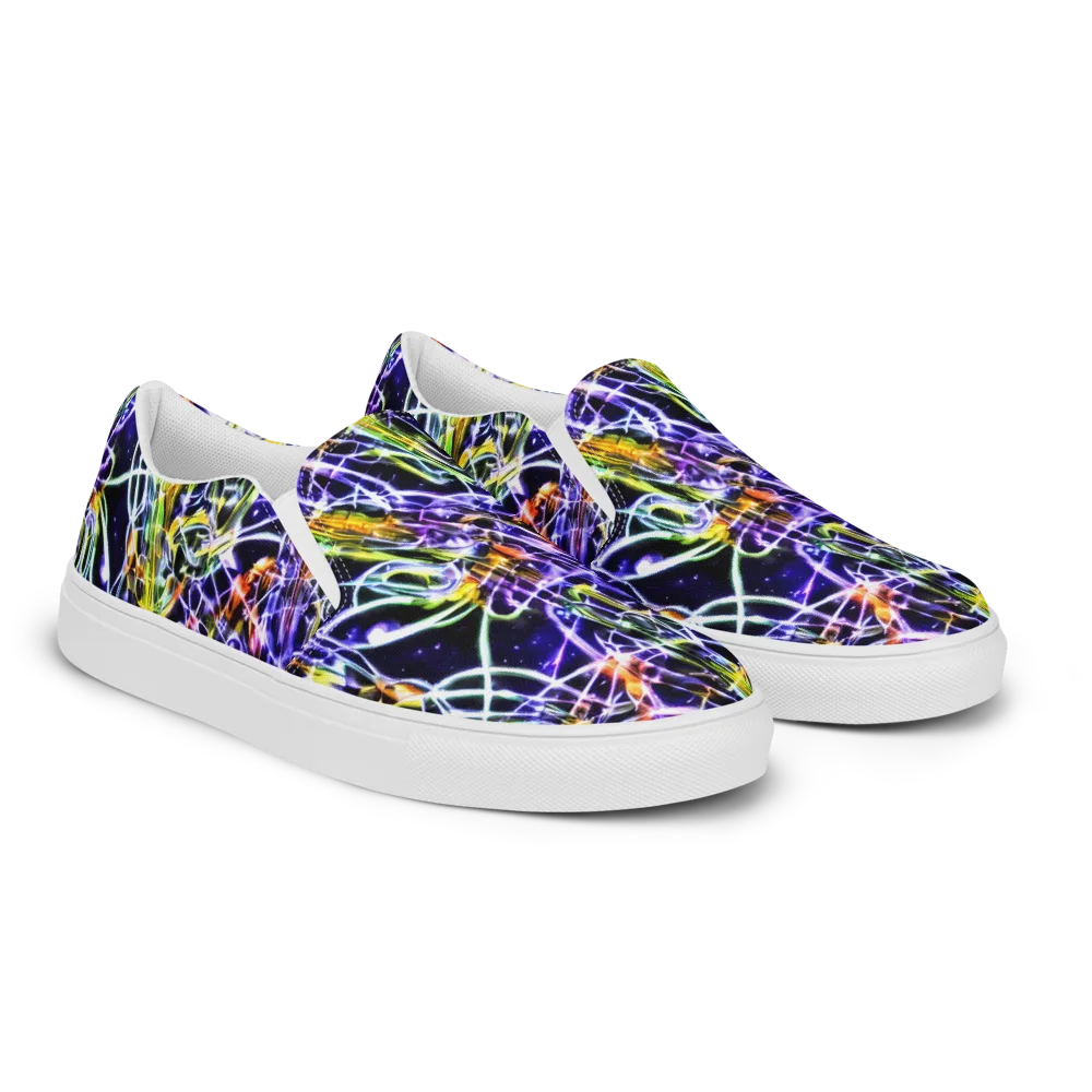 Luminous Shatter on Men's Slip-On Canvas Shoes — Right Front
