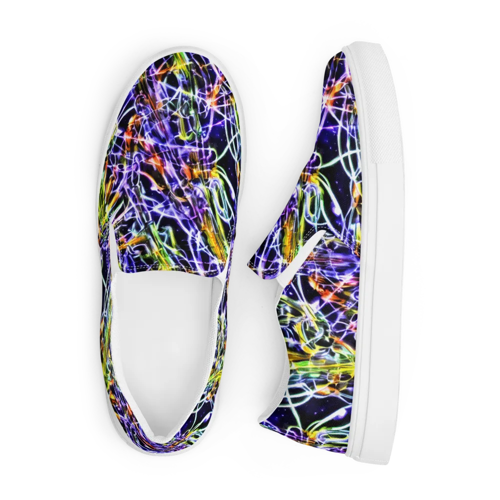 Luminous Shatter on Men's Slip-On Canvas Shoes — Front