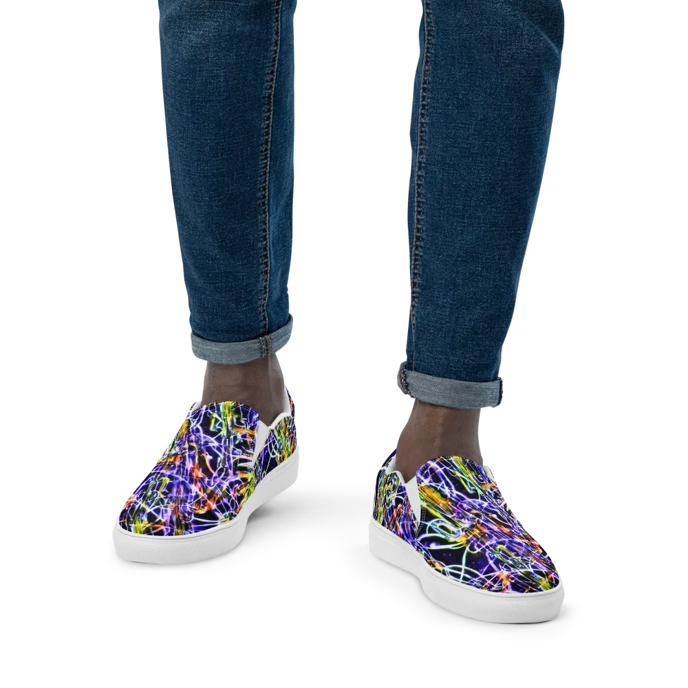 Luminous Shatter on Men's Slip-On Canvas Shoes — Front