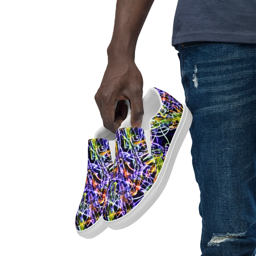 Luminous Shatter on Men's Slip-On Canvas Shoes — Left Front