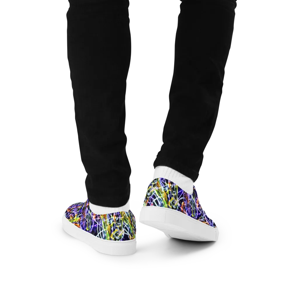Luminous Shatter on Men's Lace-Up Canvas Shoes — Back