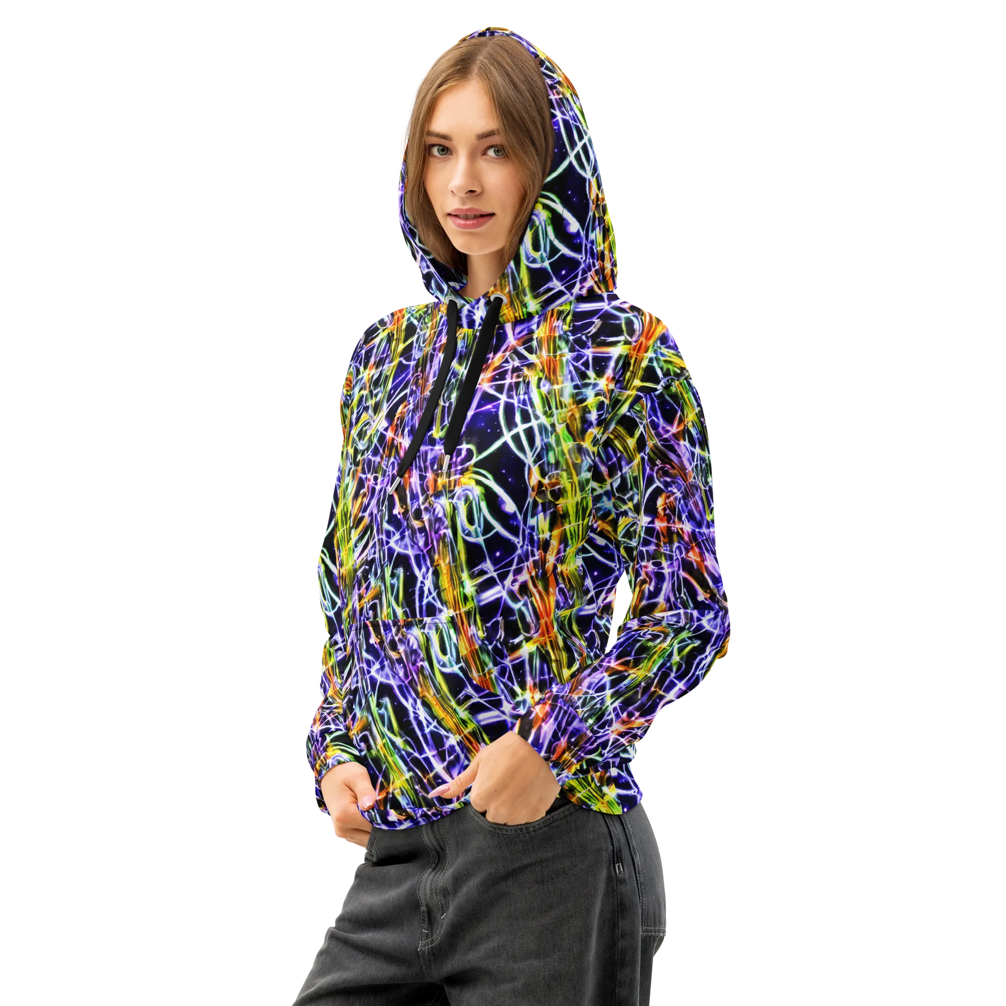 Luminous Shatter on Cotton Hoodie — Left Front