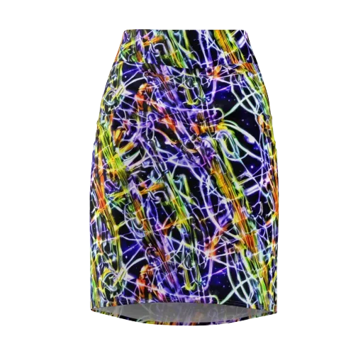 Luminous Shatter on a Pencil Skirt