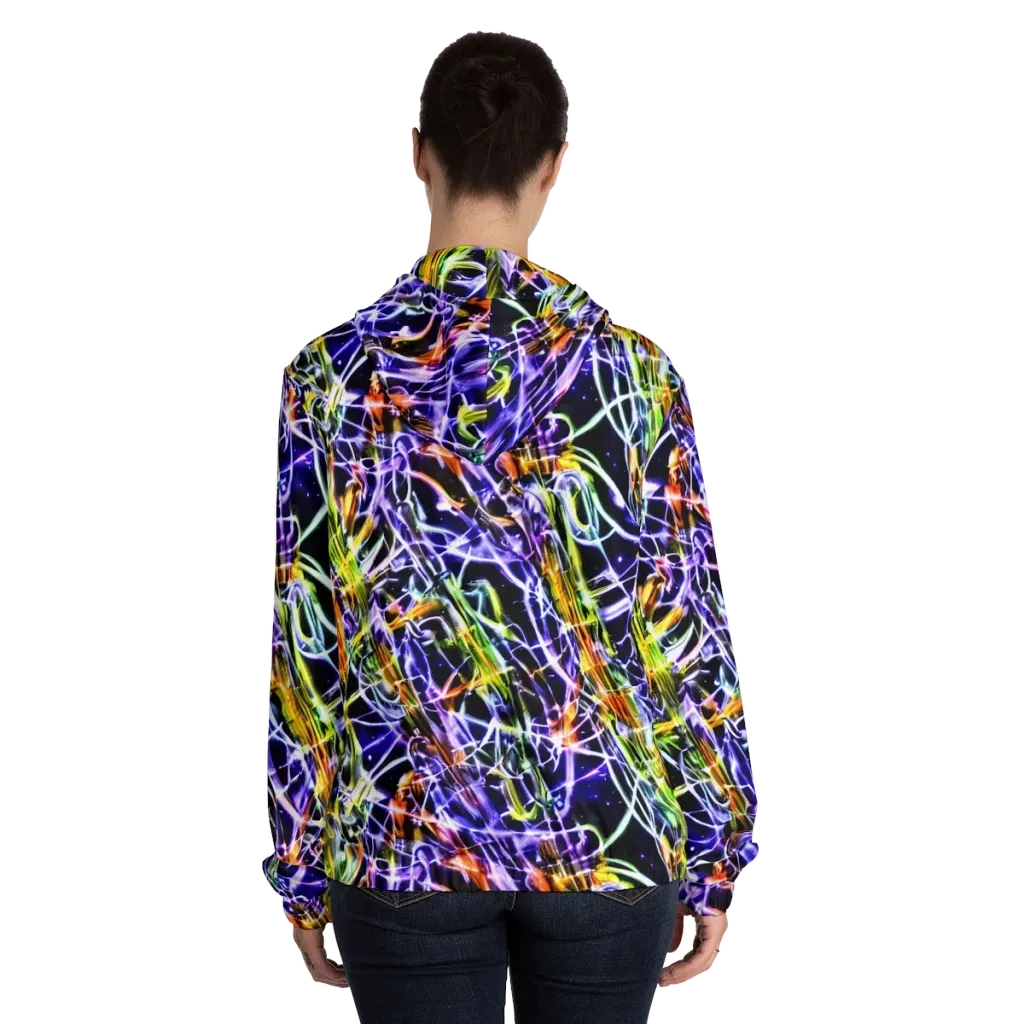 Luminous Shatter on Women's Full-Zip Hoodie — Back On Person