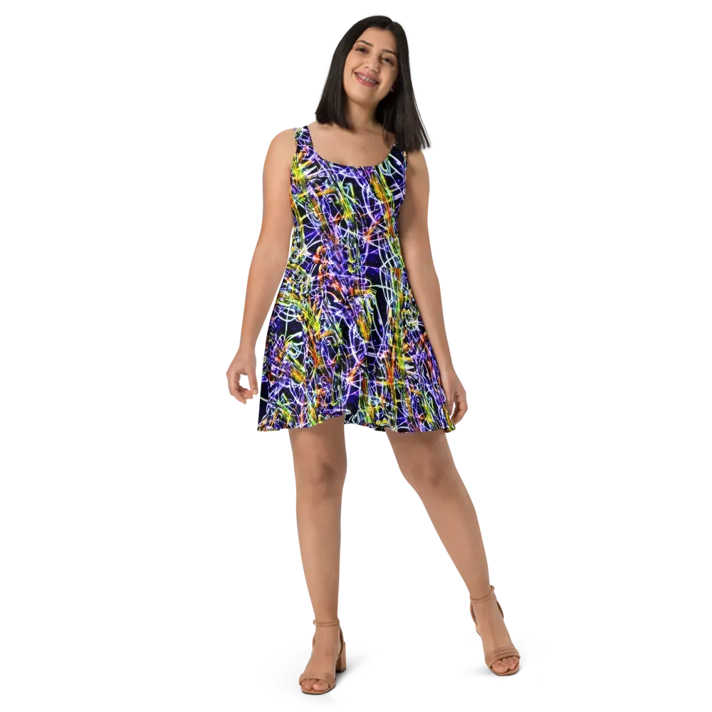Luminous Shatter on Skater Dress — Front