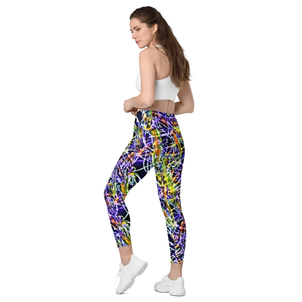 Luminous Shatter on Leggings with Pockets — Left Back