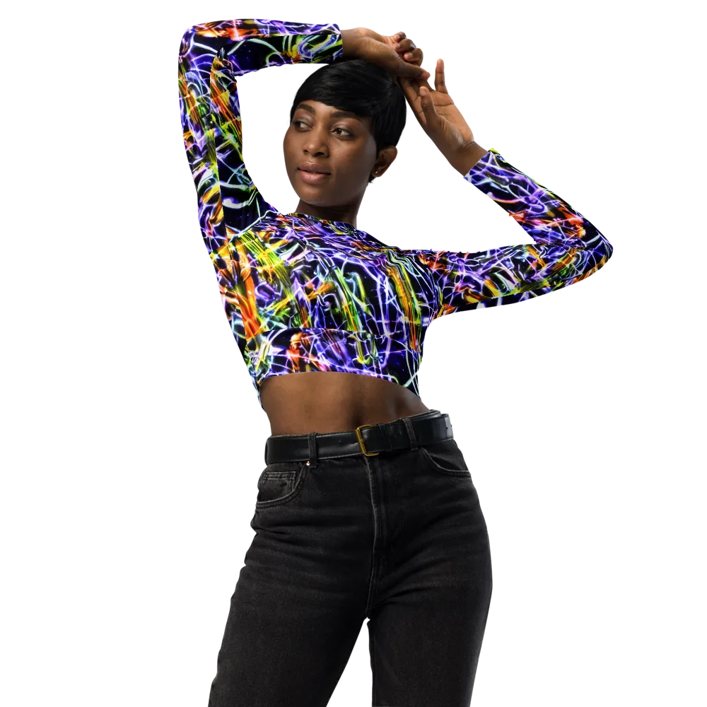 Luminous Shatter on Long Sleeve Crop Top — Front