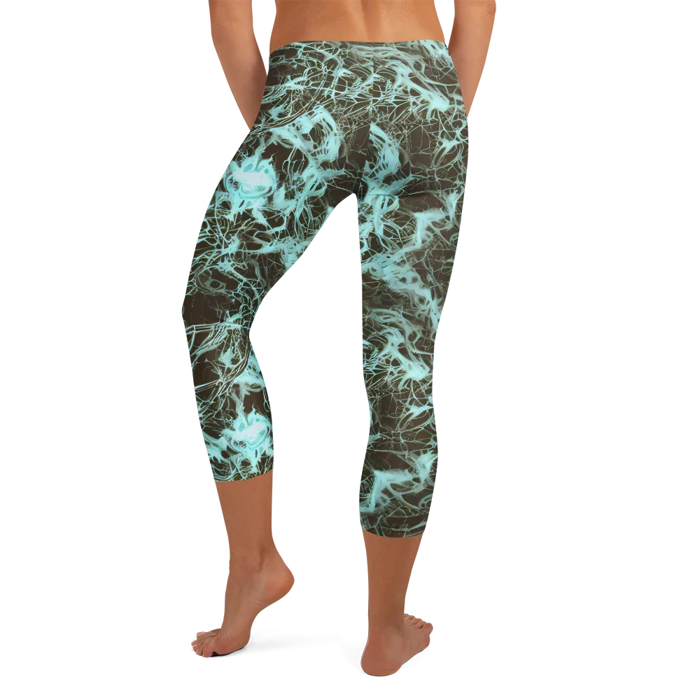 Aqua Vein on Capri Leggings — Back