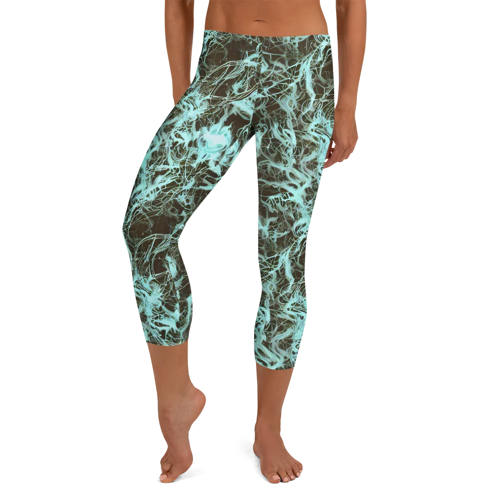 Aqua Vein on Capri Leggings — Front